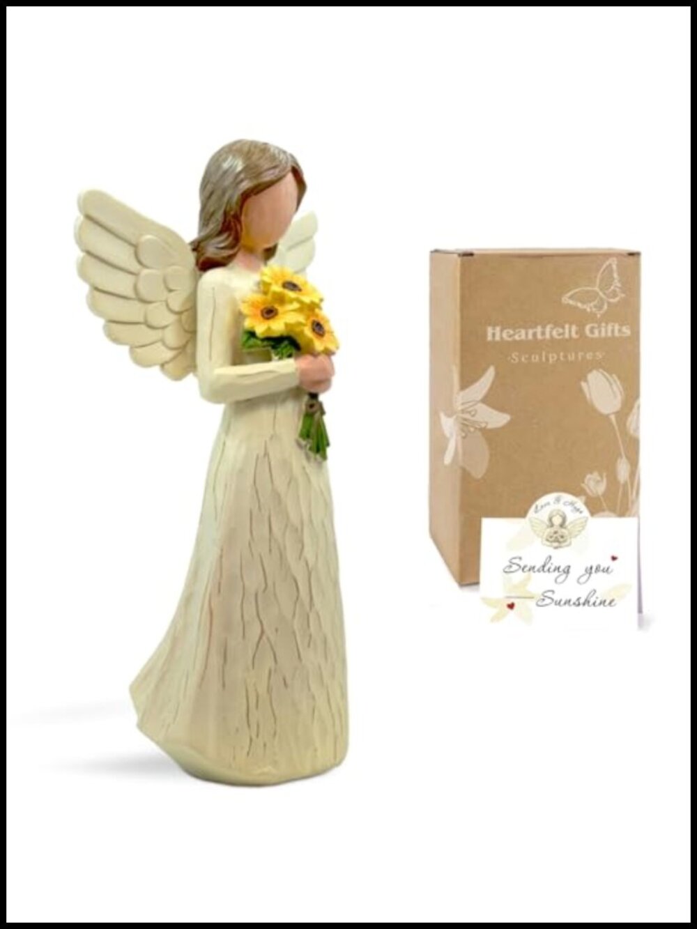 Sunflower Angel Figurine Hand Painted Home Decor Gift for Women